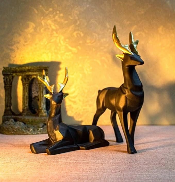 Black Lucky Deer Set of 2